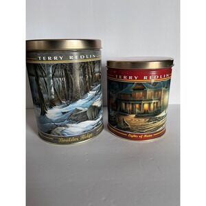 Terry Redlin Decorative Tins Boulder Ridge Lights of Home Wildlife Art Set of 2